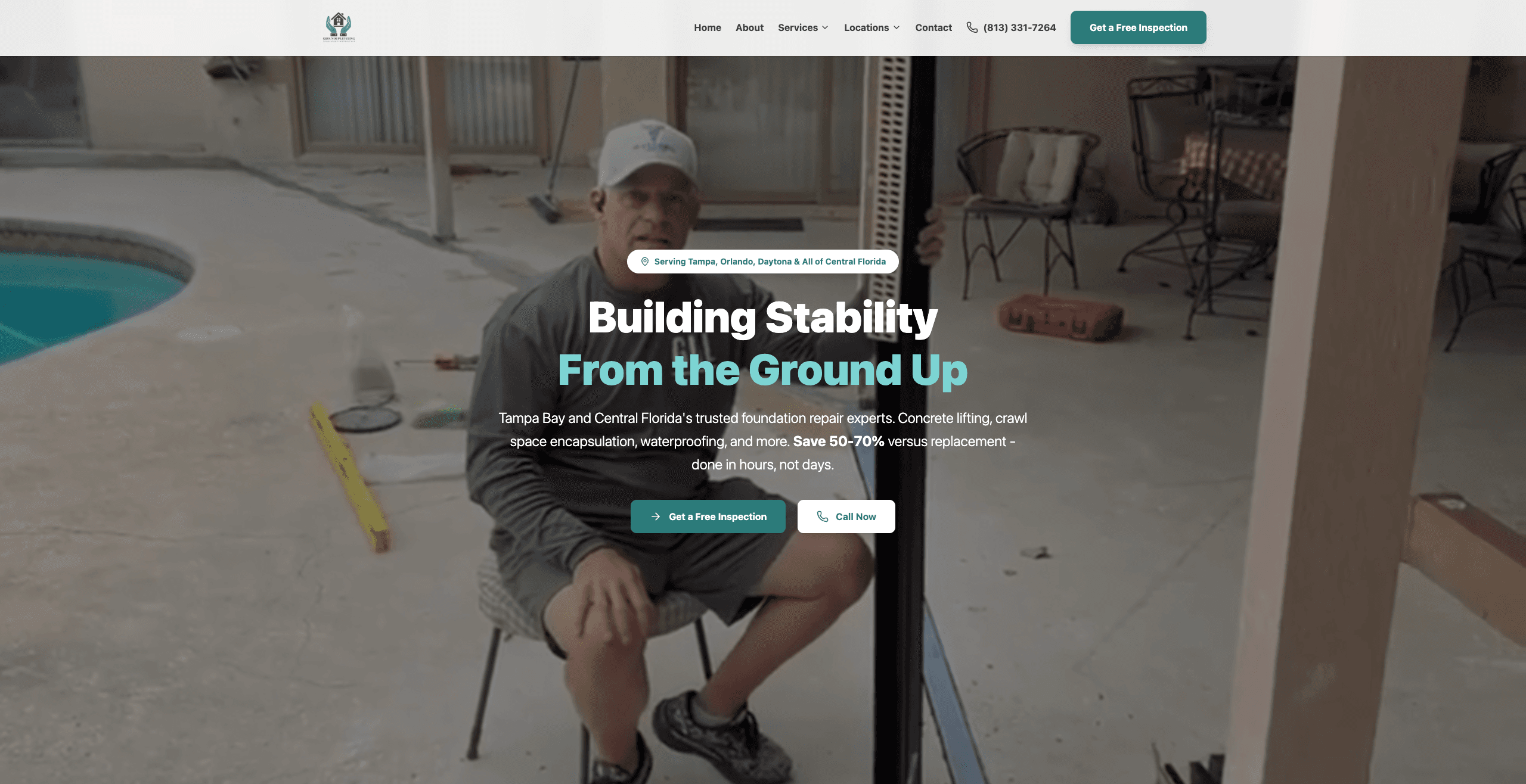 GroundUp Leveling - Foundation Repair & Concrete Lifting website design showcasing modern web development