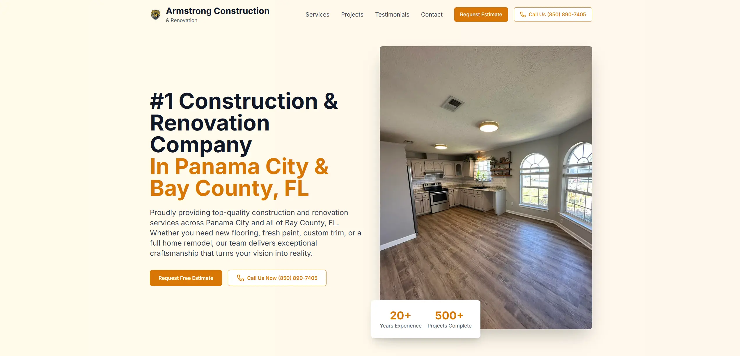 Armstrong Construction & Renovation — Construction & Renovation website designed and built by Velasco Web Studio